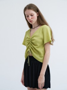 (refurb) front shirring top [lime green]